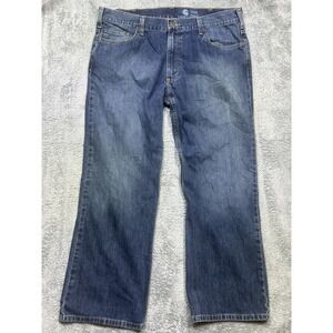 CARHARTT Jeans Mens 40x30.5 Blue‎ Denim Loose Fit Straight Leg Work B325 WRB